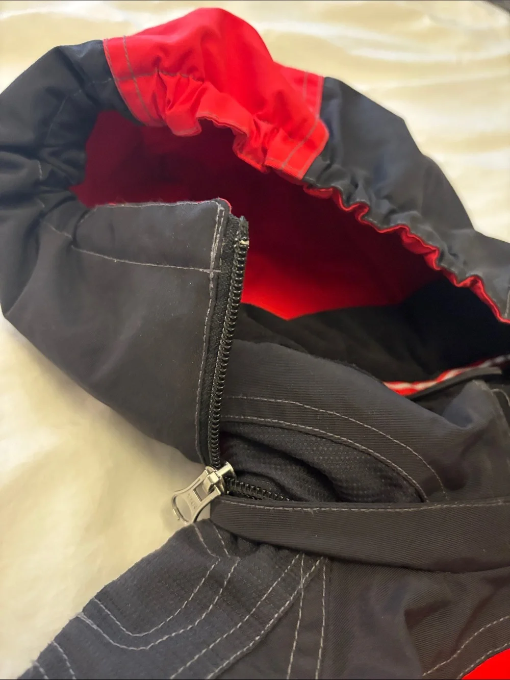 Obermeyer Red and Navy Kids Hooded Ski Jacket